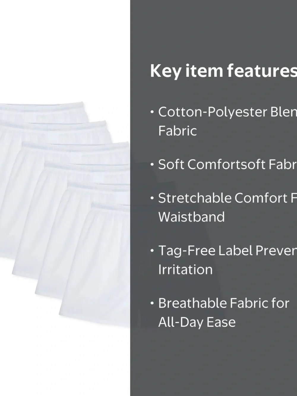 💜 Hanes 6-Pack Men's Tag-Free White Woven Boxer Underwear Size:Small(28-30)